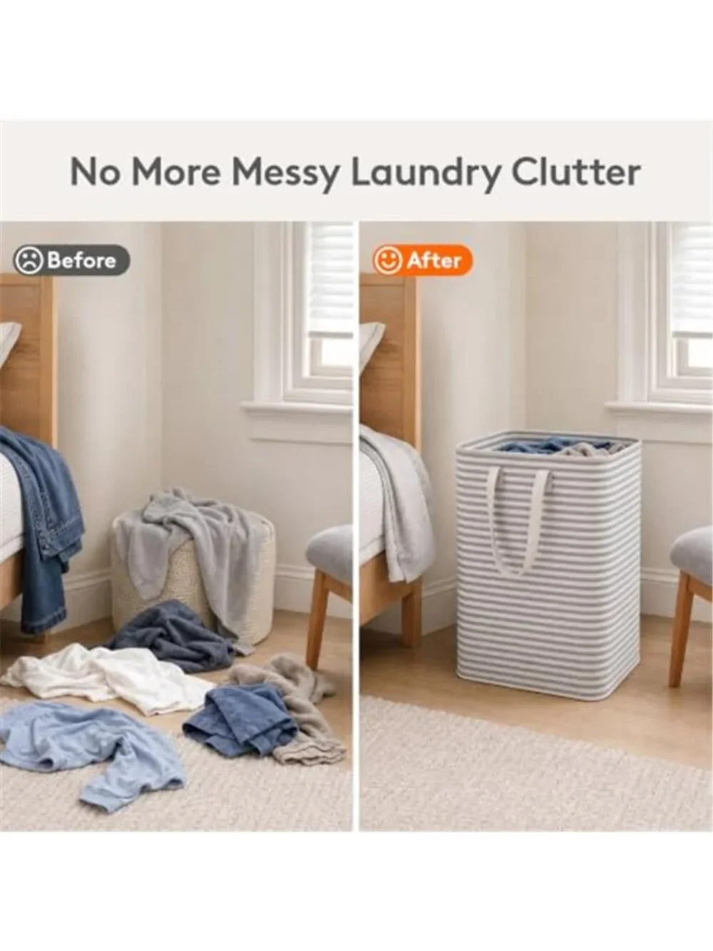 2 Pack Laundry Basket 80L Each, Collapsible Clothes Hamper
